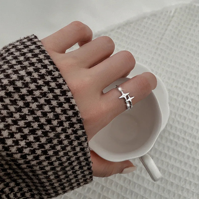 Damen-Ring im Vintage-Stil mit Stern und Zirkonia