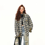 Contrasting Color Design Plaid Shirt