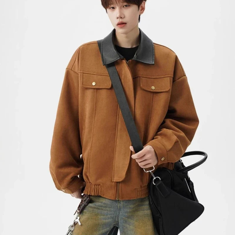 Veste à revers en toile cinétique à blocs de couleur