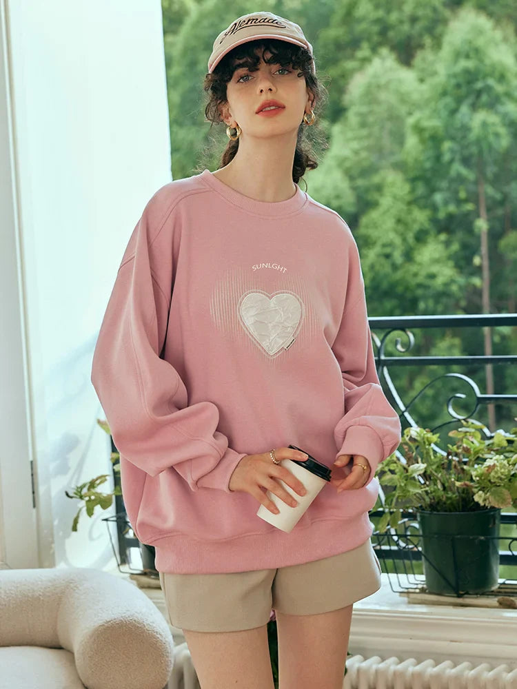 Cozy Pink Oversized Round Neck Sweatshirt