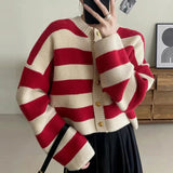 Striped Button-Up Long Sleeve Sweater