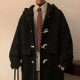 Manteau à capuche en laine vintage à boucle corne