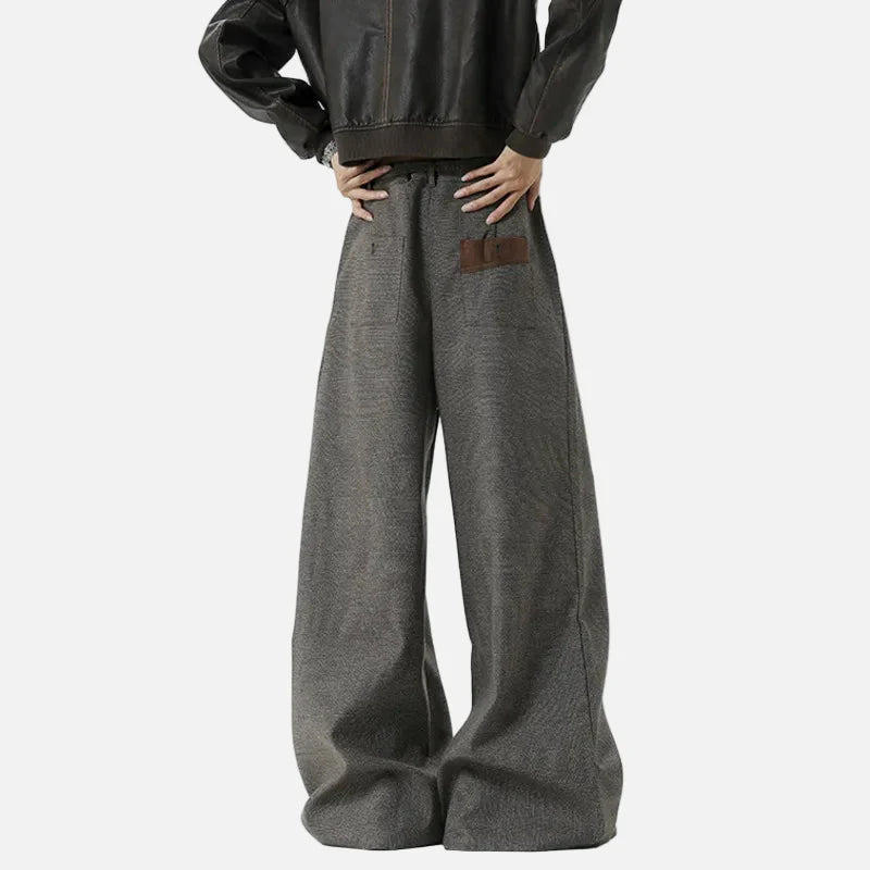 Korean Pleated Patchwork Wide Leg Suit Pants