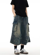 Vintage American Style Washed Denim Jorts