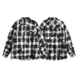 Streetwear Retro Karohemd mit Used-Look und Batikmuster, langärmlig