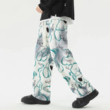 Vintage Graffiti Printed Straight Leg Sweatpants