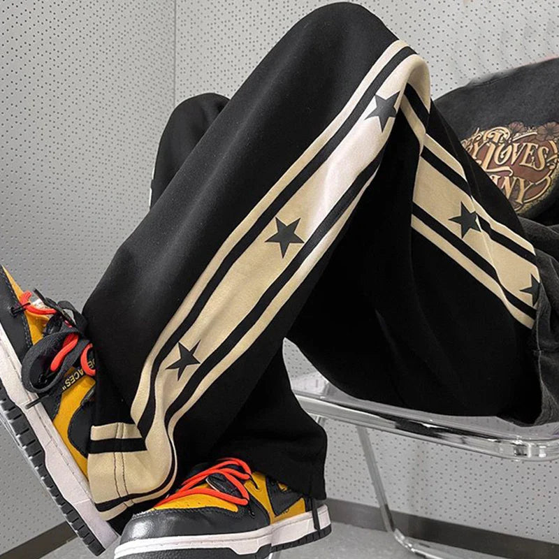 Streetwear Vintage High Waist Black Star Sweatpants