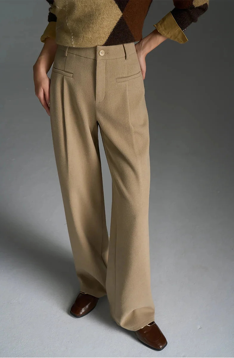 Fashionable Solid Wide Leg Classic Pants