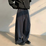 Koreanische gestreifte Hose mit weitem Bein