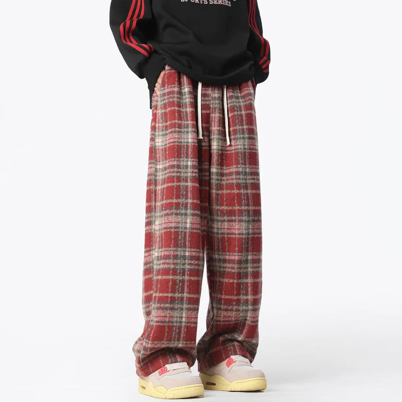 Retro-Karohose mit weitem Bein