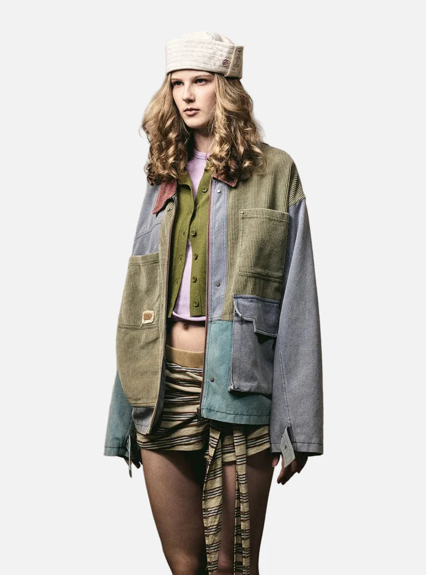 Veste en velours côtelé Y2K en toile délavée