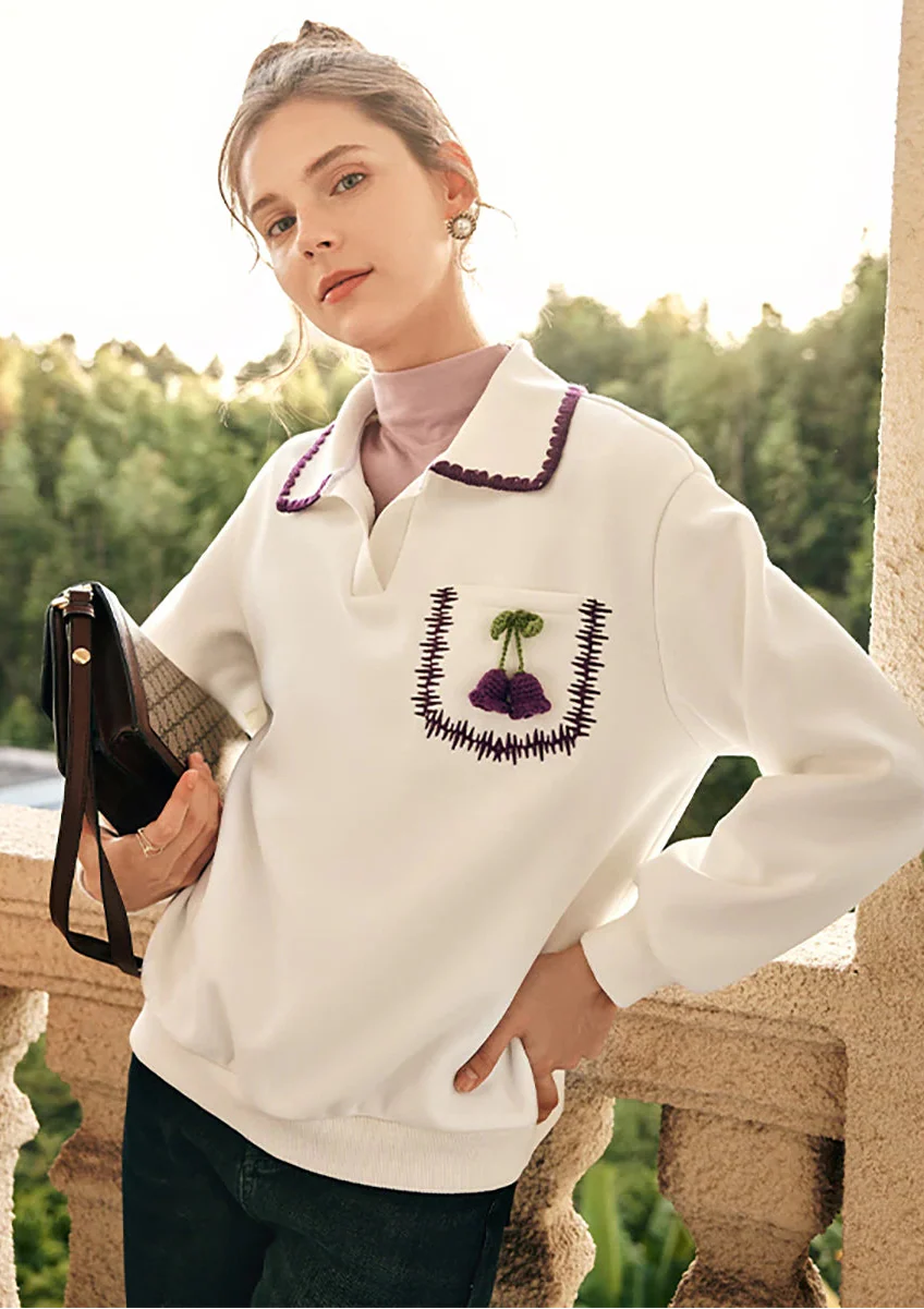 Y2K Elegant French Polo Neck Sweatshirt