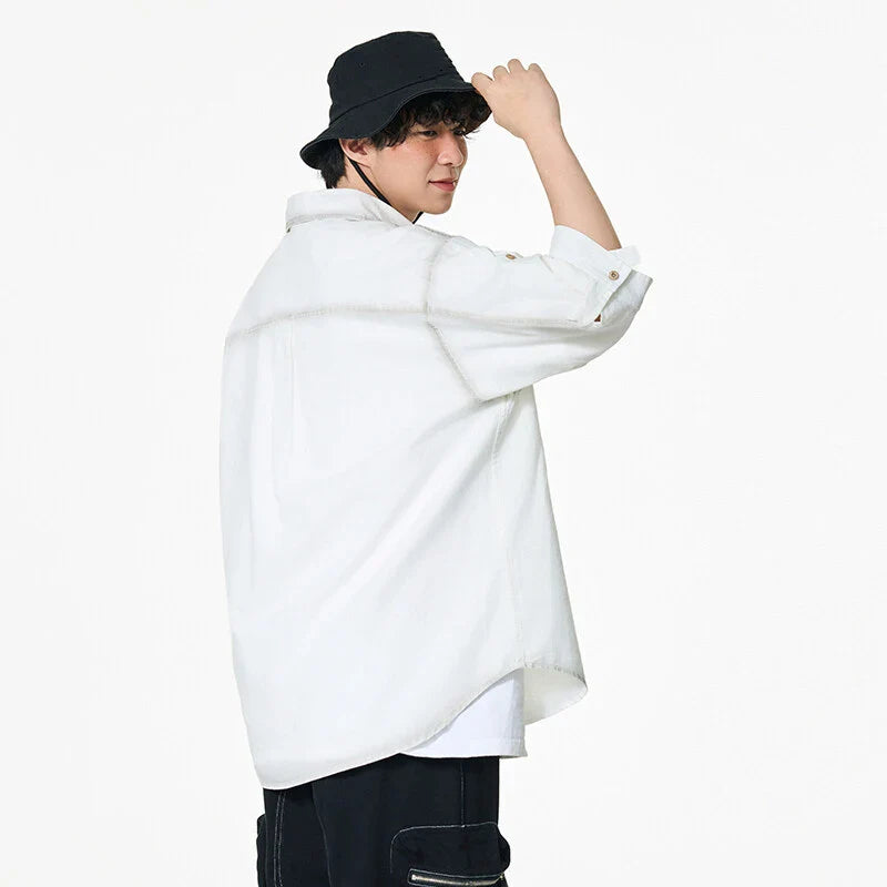 Chemise décontractée à revers contrastés Cloud-Soft