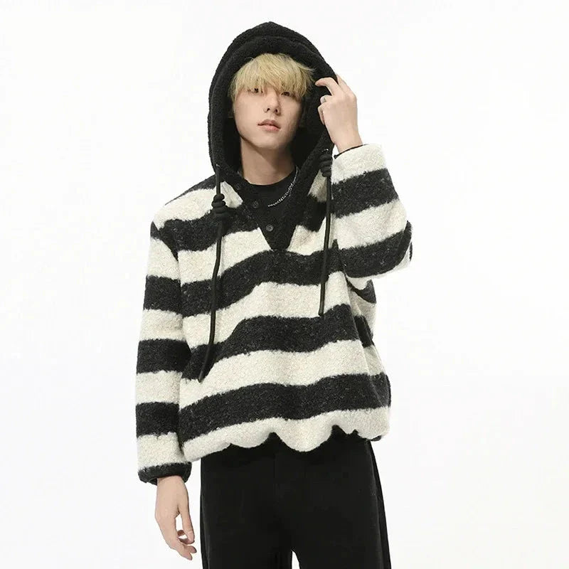 Striped Fluffy Hoodie