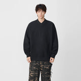 Minimalist Label Detail V-Neck Sweatshirt