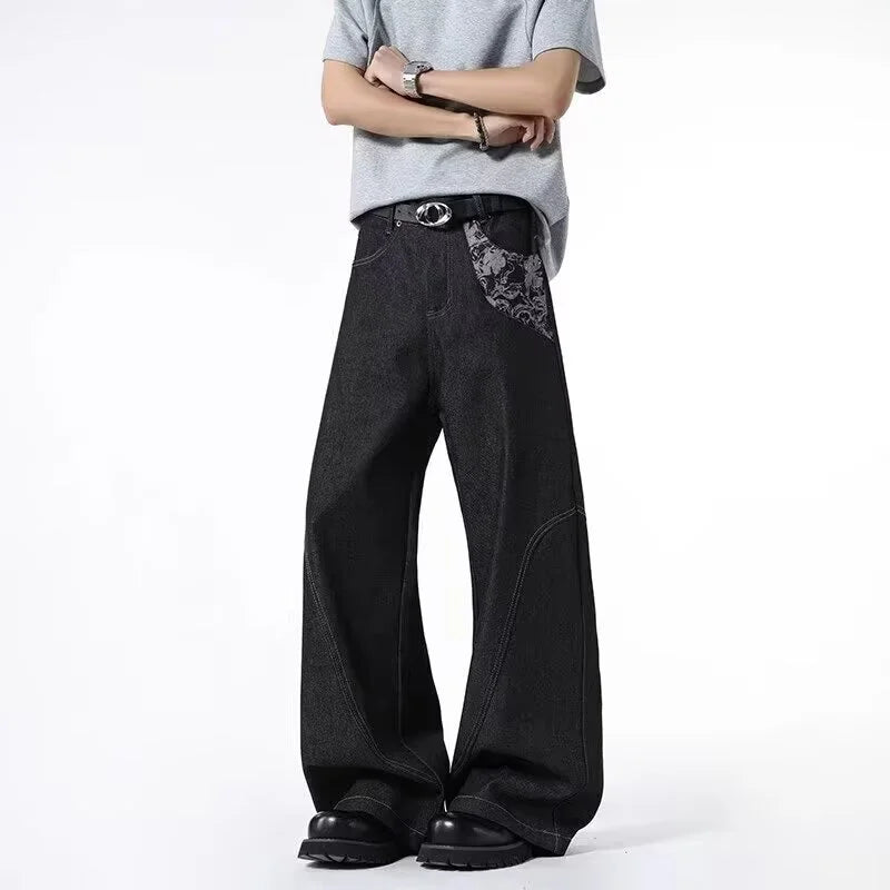 Jeans vintage gothiques imprimés jacquard style jacquard