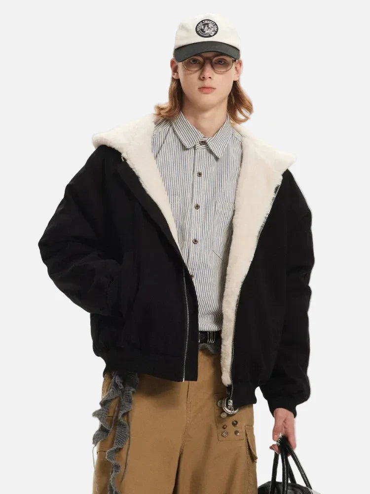 Sherpa-Lined Zip-Up Jacket