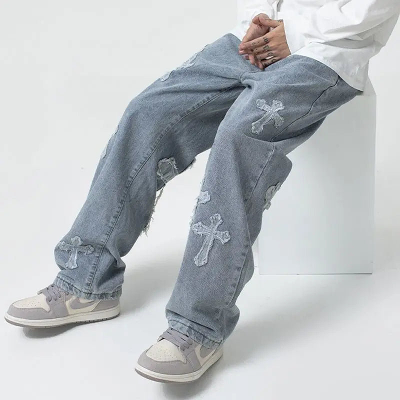 Y2K Cyber ​​Cross Baggy Jeans
