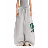 Streetwear Chic Oversized Jogginghose mit weitem Bein und Buchstabenprint