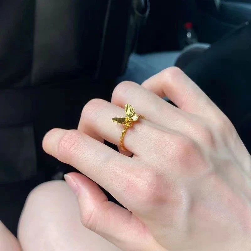 Chic Gold Fine Butterfly Ring