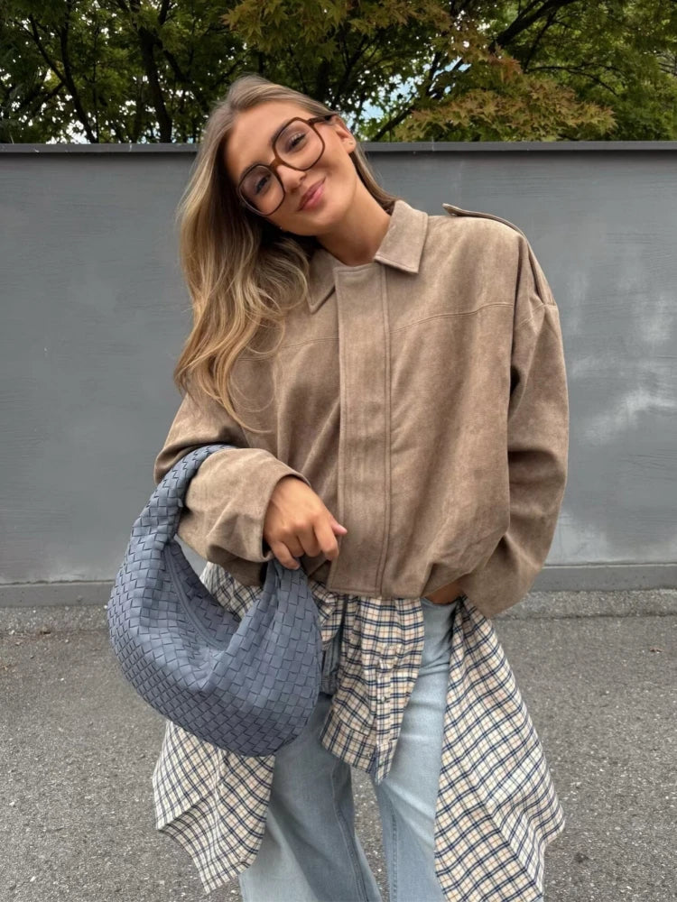 Winter Y2K Loose Suede Zip-Up Thick Jacket