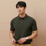 Klassisches, komfortables und luxuriöses Strick-Polo-Kurzarm-T-Shirt