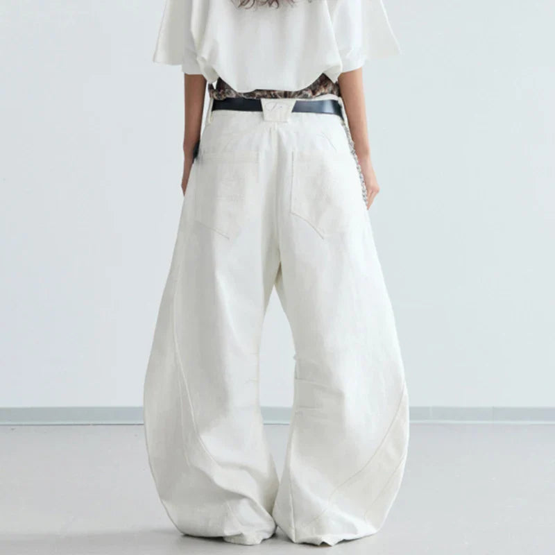 Stylish Plush Solid Color Loose Wide Pants