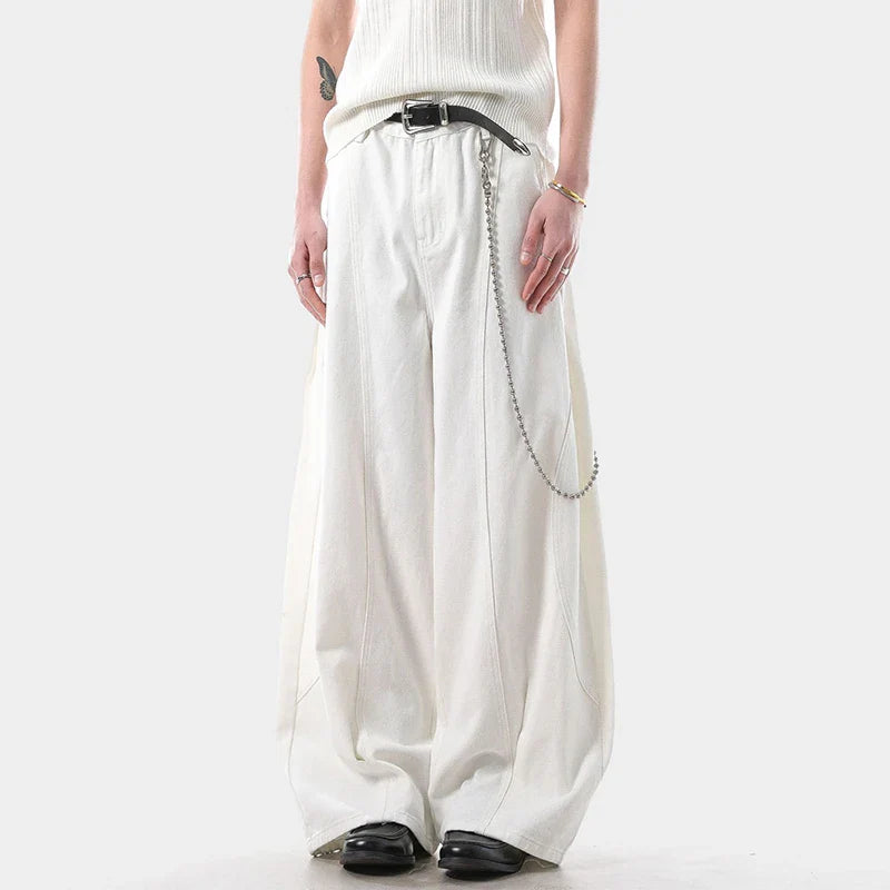 Elegant Stretch Comfort Solid Color Wide Leg Jeans