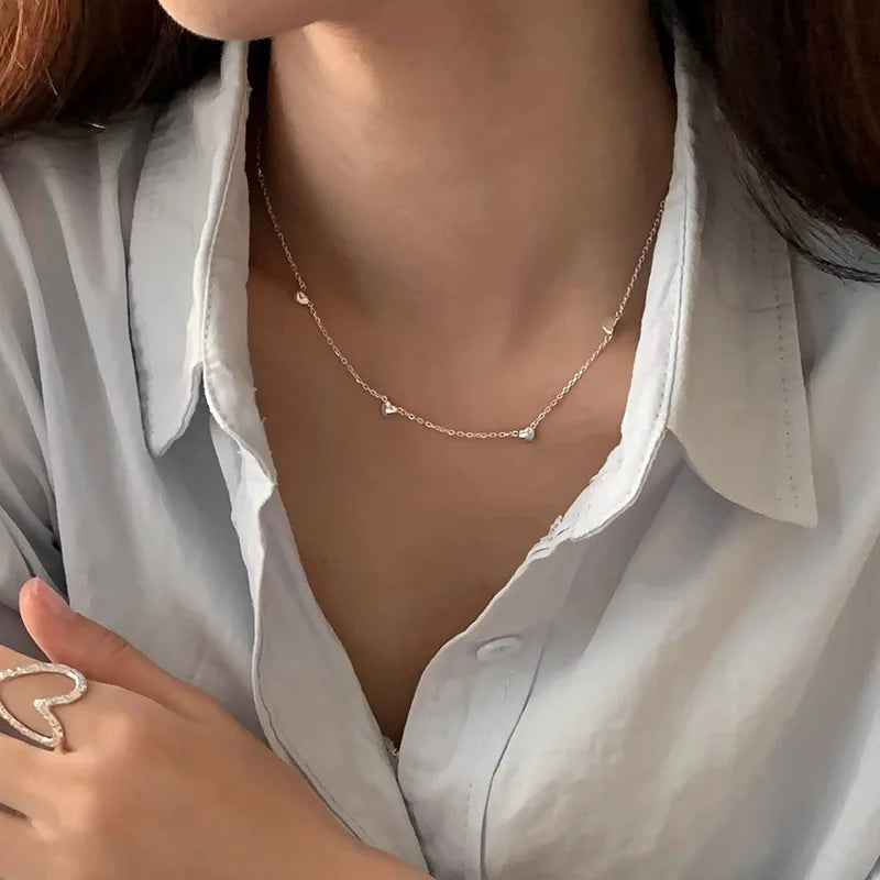 Geometric Love Adjustable Chain Hearts Necklace