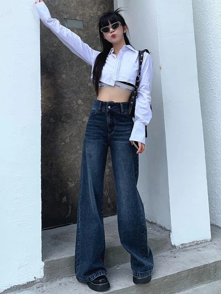 Used-Look Retro-Jeans mit lockerem Sitz