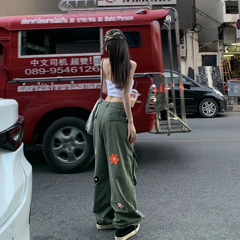 ヴィンテージ グリーンフラワーカーゴパンツ