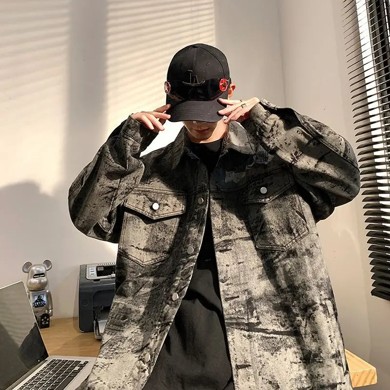 Streetwear Retro American Style Cargo Denim Jacket