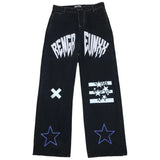 Streertwear Black Star Print High Jeans