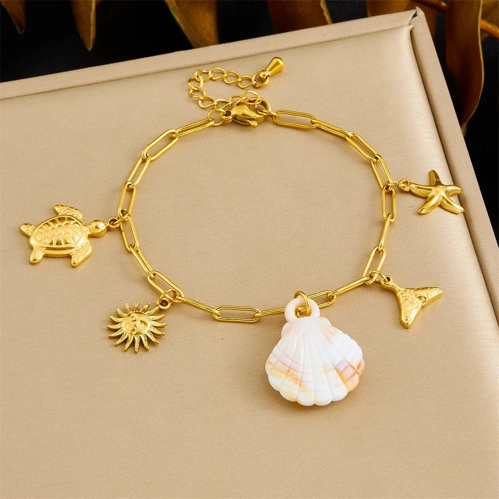 Golden Ocean Wrist Chain Bracelet