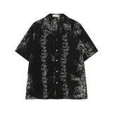 Chemise décontractée à col cubain et fleurs rétro