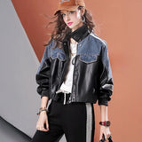 Autumn Loose Patchwork Denim & Leather Jacket