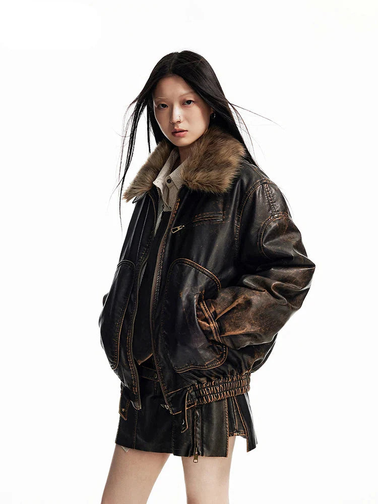 Coole Vintage-Lederjacke im Used-Look