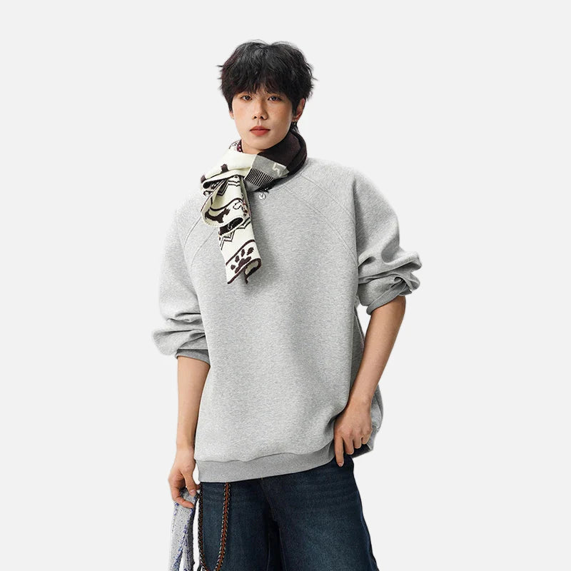 Solid Color Minimalist Round Neck Sweatshirt
