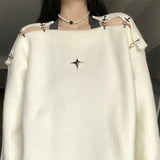 Star Loose Off Shoulder Sweater