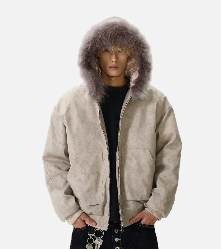 활동적인 라지 포켓 퍼 후드 재킷