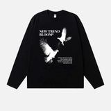 Langarm-T-Shirt im amerikanischen Stil mit Taubenmuster