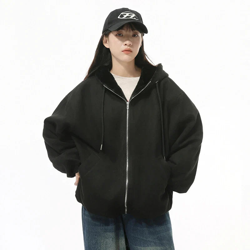 Oversized Casual Zip-Up Hoodie