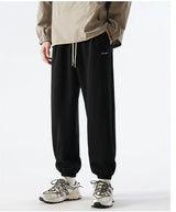 Vintage Letter Embroidered Elastic Waist Sweatpants