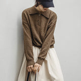 Warmer, khakifarbener Fleece-Pullover, lässig und stylisch