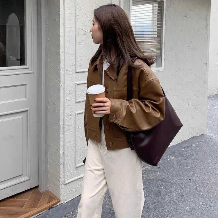 Women Winter Comfort Retro Leather Jacket