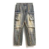 Trendige, locker sitzende Cargo-Jeans im Used-Look