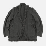 Cardigan rétro chic à manches longues déchirées et pompons