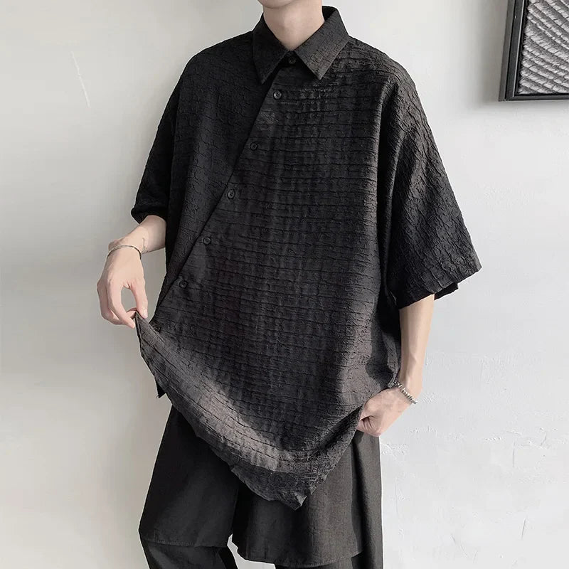 Chemise streetwear décontractée à fleurs style japonais, coupe ample