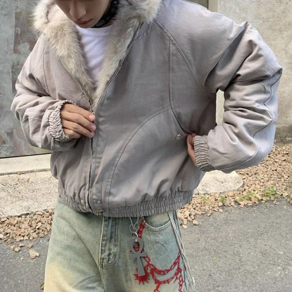 Veste d'hiver chaude et confortable en peluche épaisse style streetwear