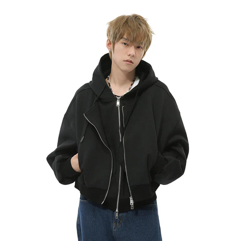 Double-layered Drawstring Hoodie